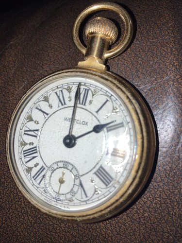 Vintage Westclox “The Conductor” Train Railroad Wind-Up Pocket Watch ~ Runs !! - Picture 2 of 4