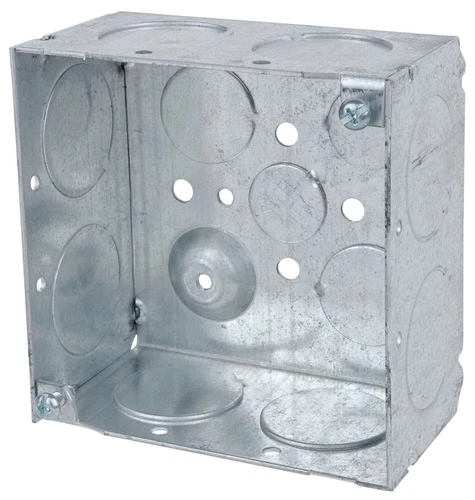 Steel City 52171-1, 4" x 4" x 2-1/8", 13-Knockout, Steel, Square Outlet Box, 1pc