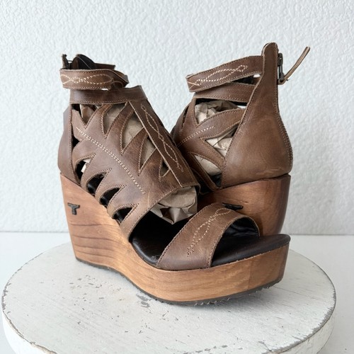 NEU Lane Stiefel BECCA Damen braun Keilabsatz Größe 10 Westernsandalen Cowgirl Leder - Bild 12 von 12