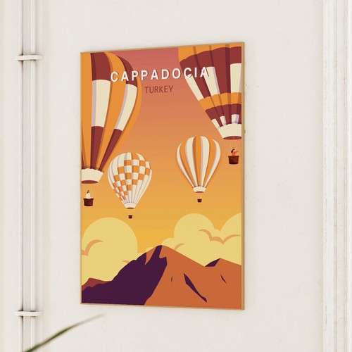 Cappadocia Turkey Travel Poster Art Print Illustration - Picture 2 of 2