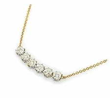 14k Two Tone Gold Row of Diamonds Necklace With Illusion H/SI Natural Diamonds