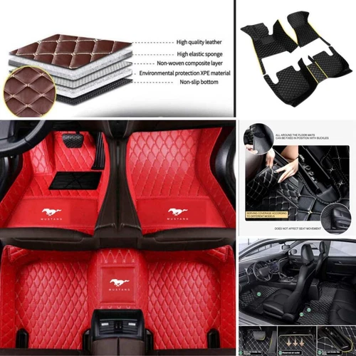 For Ford Mustang Coupe/Convertible Car Floor Mats & Trunk Mat Waterproof Carpets - Picture 20 of 52