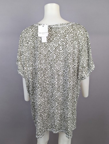 Liz Claiborne NWT Olive Green Print Split Crew Neck Short Sleeve Tee Knit Top 3X - Picture 4 of 6