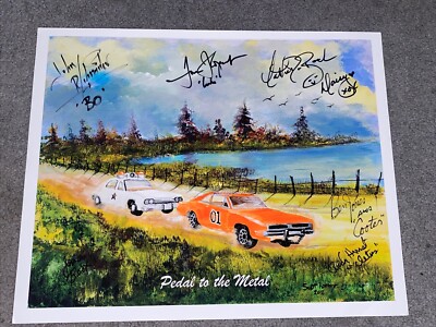 James Best Print SIGNED JSA by ALL Dukes Of Hazzard Cast John, Tom