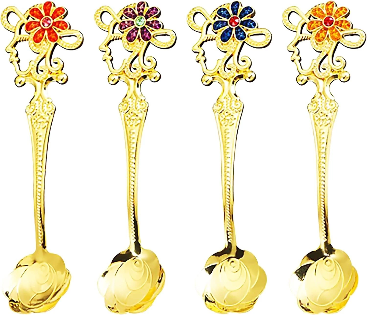 Golden Espresso Spoons Set of 4 – Princess Style Small Coffee/Chai Cutlery