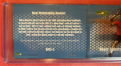 その他 2011 AceAuthentic Roger Federer Card Set 2011 Ace Authentic DUAL Memorabilia Roger Federer & Novak