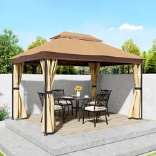 13 x 10 Feet Patio Gazebo Double Vented Gazebo With Sidewall