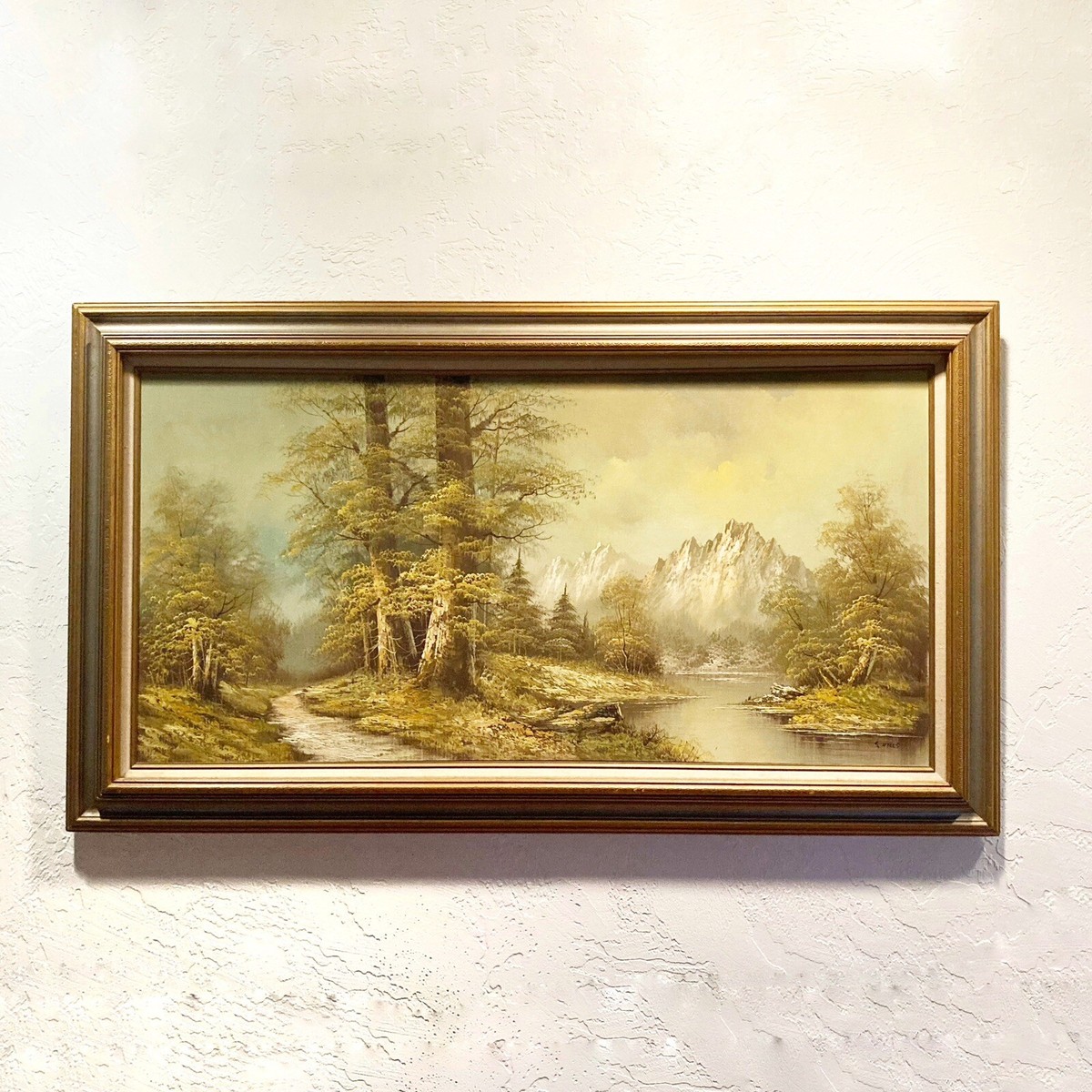 S. HILLS original Landscape Painting Oil on canvas Signed 55.75” X