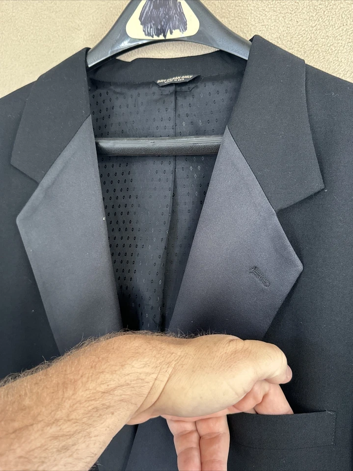 Bill Blass Black Wool Evening Wear 1 Button Tuxedo Suit Jacket Mens 44r miss BTN - Image 3 of 4