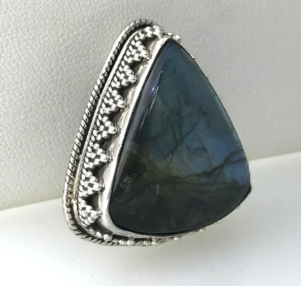Sterling Silver Triangular Labradorite Pendant Ge… - image 7