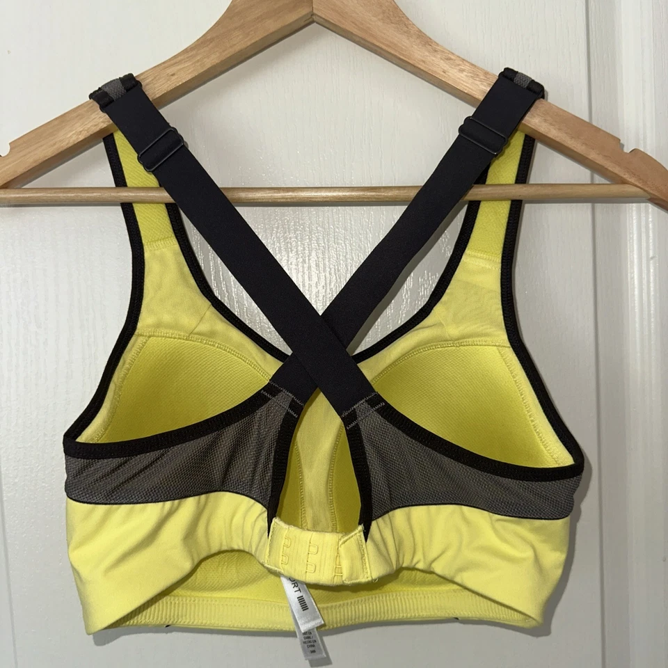 Sujetador deportivo Victoria's Secret push up amarillo 34D VSX atlético acolchado espalda cruzada Foto 3 de 4
