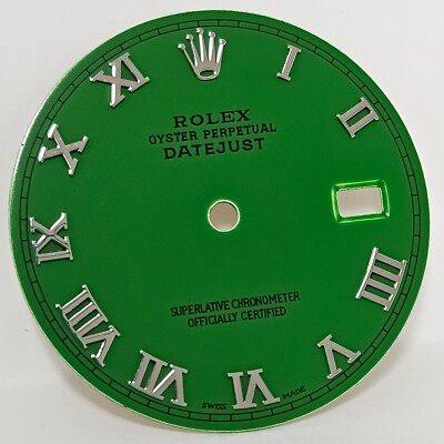 Rolex DATEJUST 36mm Custom Solid Green Roman Numeral Dial for Ref. 1601 16014