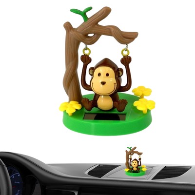 Car Solar Power Monkey Ornament Swinging Animated Bobble Dancer Toy Car Decor