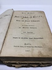 Antik sehr Alte Bibel Luther Selten Buch Rarität Heiligen Schrift 1867 Ledereinb