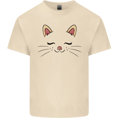 Niedliches Katzengesicht Herren Baumwolle T-Shirt Top