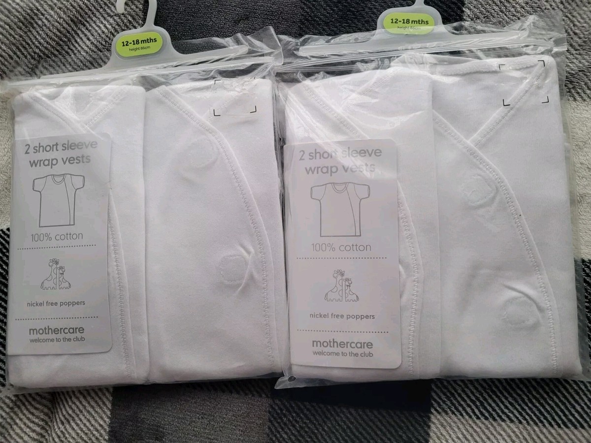 Short Sleeve Baby Wrap Vest Cotton Age 12-18 Mths Mothercare