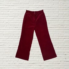 Vintage 70s Red Velvet Pants Wide / Straight Leg High Waisted Glam Rock Boho