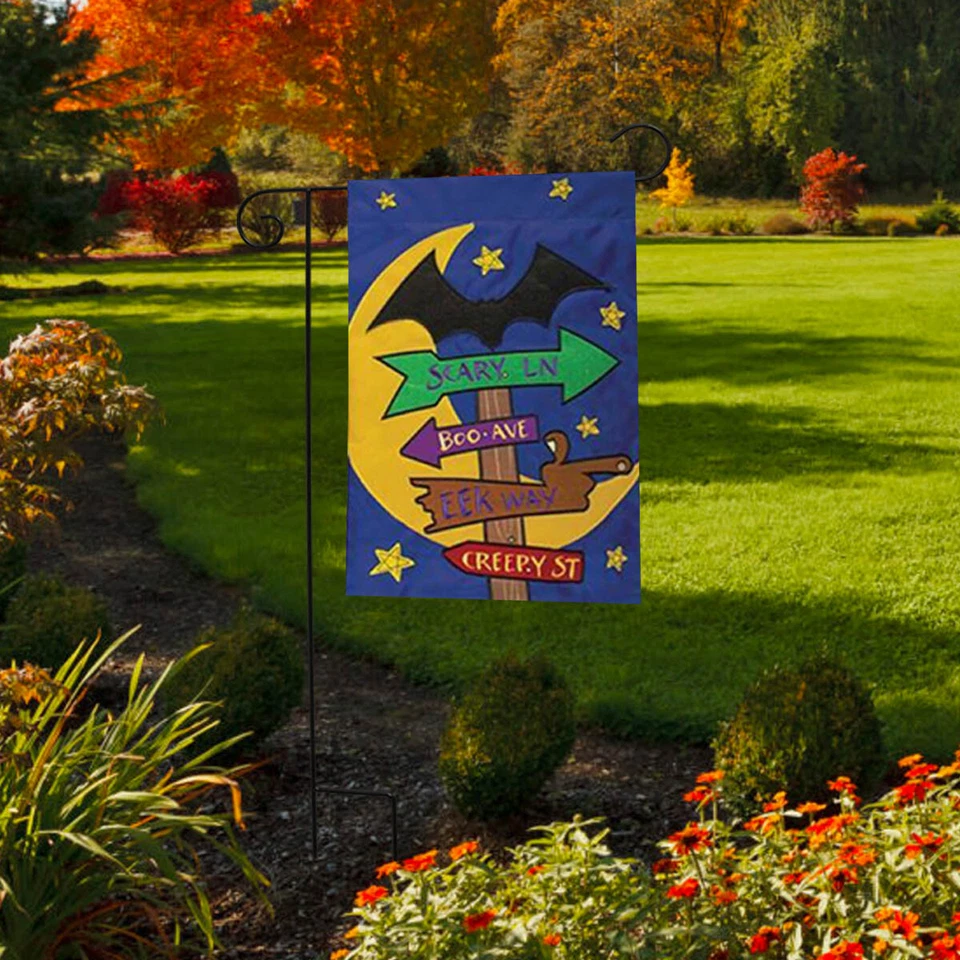 Apliques de letreros de Halloween bandera de jardín escena de luna y murciélago 12,5" x 18" Foto 3 de 3