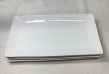 4 DOWAN Rectangular White Serving Plate Tray Taco, Sushi, Sandwich 9 3/4"