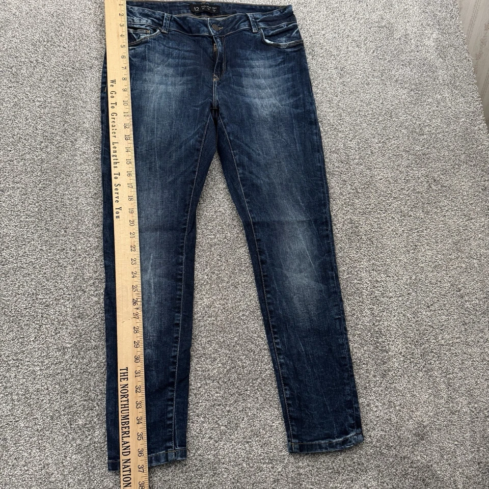 Zara Basic Jeans Womens 10 Low Rise Dark Wash Whiskering 2010s Twilightcore - Image 2 of 4