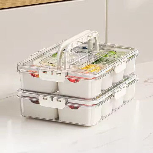 Divided Serving Tray with Sealing Lid wi/Handle 8 Compartment Snack Serving Tray - Picture 17 of 20
