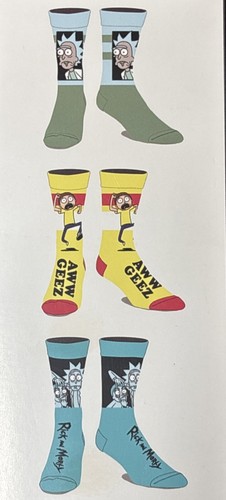 Cartoon Network Rick and Morty 6 Pairs Of CREW SOCKS Men Size 8-12 Fun NEW! - Picture 7 of 10