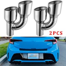 2X2.5"In Twin 4"Out Dual Wall Staggered Exhaust Tip For Toyota Corolla Hatchback