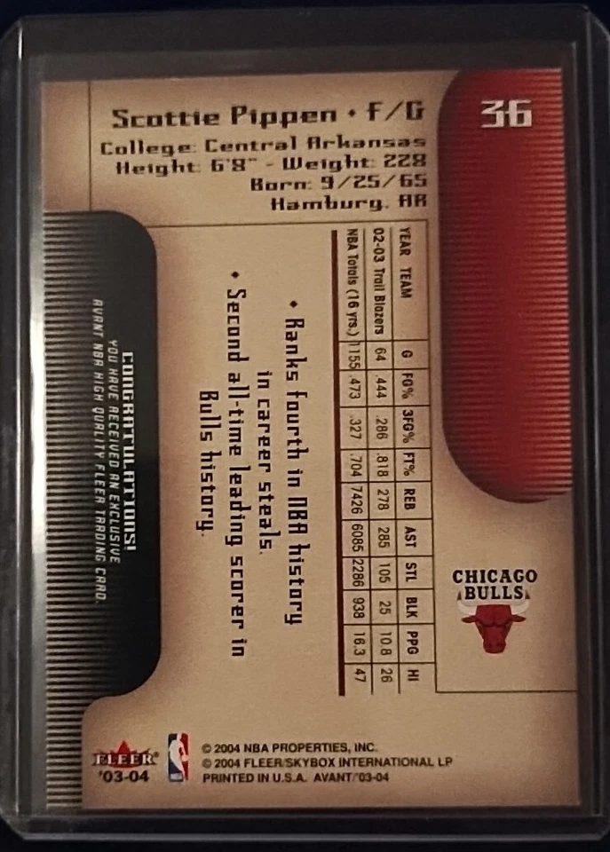 2003-04 Fleer Avant Basketball #36 Scottie Pippen - Image 2 of 2