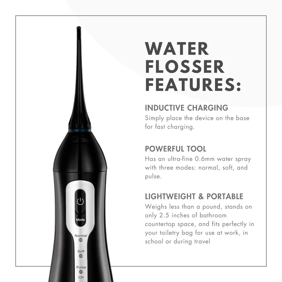 Portable Rechargeable Dental Oral Irrigator by Poseidon W/ Charging Cradle Black - Image 2 of 4