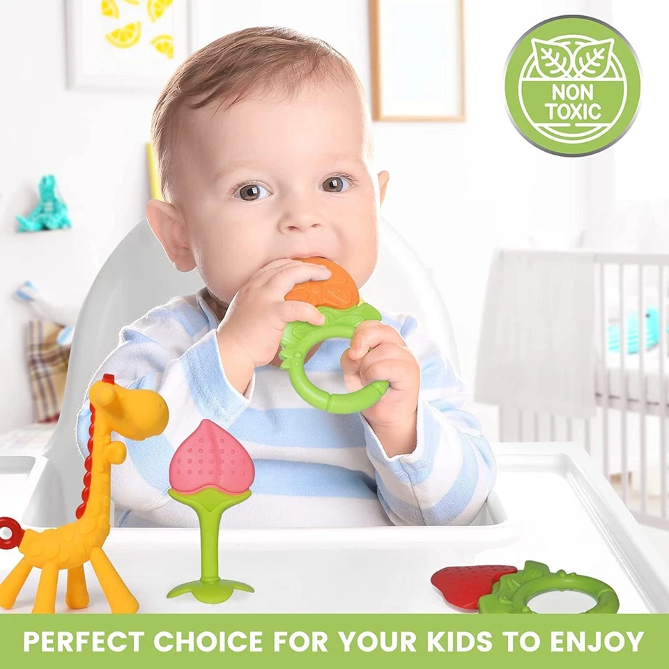 婴儿磨牙玩具新生儿婴儿(6 包)冰柜安全婴儿和幼儿  — 第 4/4 张图片