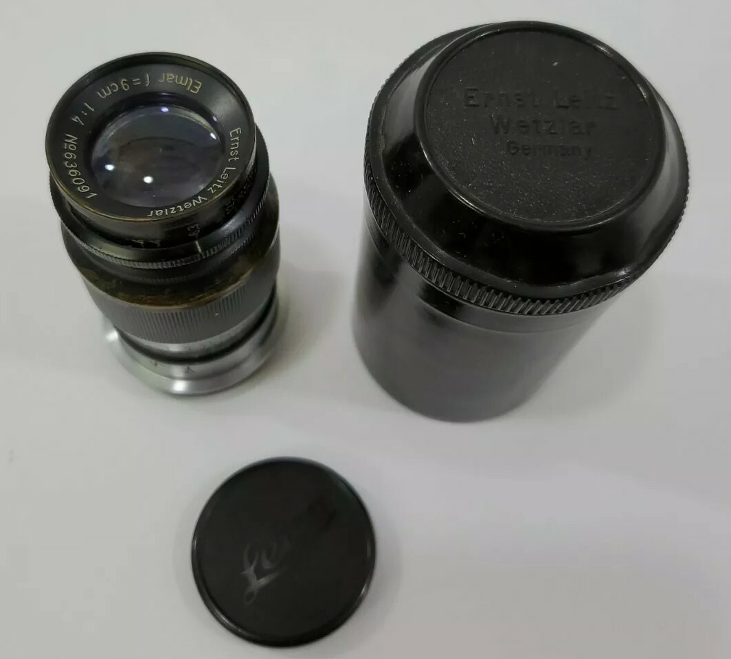 LEICA / Leitz Wetzlar ELMAR f= 9cm 1:4 90mm Camera Lens No LEICA / Leitz Wetzlar ELMAR f= 9cm 1:4 90mm Camera Lens No