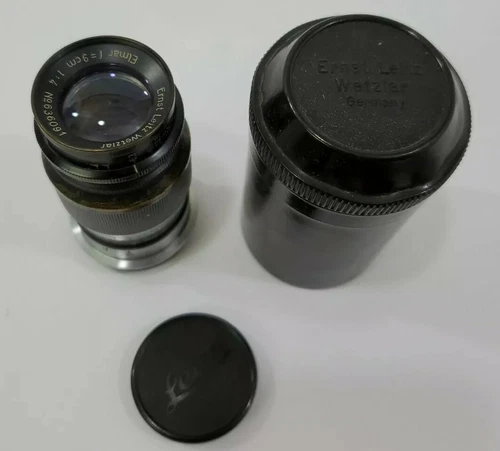 LEICA / Leitz Wetzlar ELMAR f= 9cm 1:4 90mm Camera Lens No. 636091