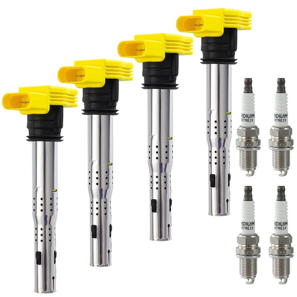 4 件点火线圈和 4X 火花塞适用于奥迪 TT A4 大众高尔夫捷达 GTI 2.0 2.0T UF529 — 第 3/4 张图片
