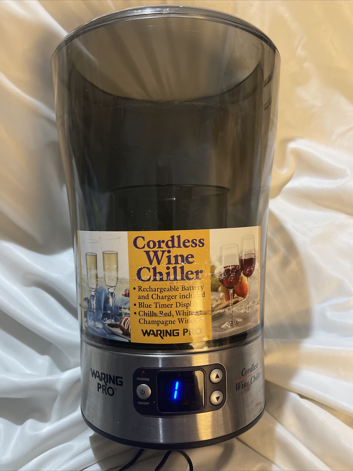 Waring Pro Cordless Rechargeable Wine Chiller Bucket Champagne White eBay