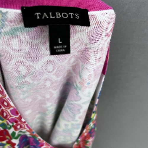 Talbots Cardigan Sweater Womens Size Large Multicolor Floral Button 3/4 Sleeve - Picture 7 of 11
