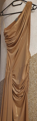 S/M - 36/38 Designer Ball Abend Kleid drapiert Schlitz Gold schön Maße beachten - Bild 4 von 10