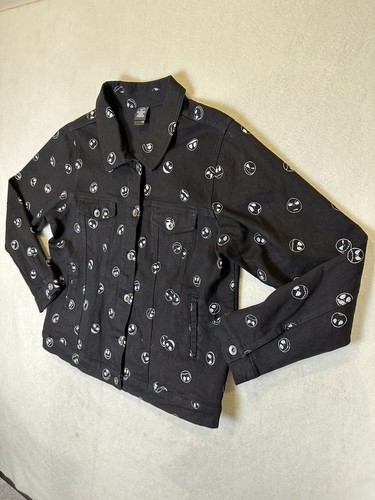 Nightmare Before Christmas Denim Jacket - Size L - JACK HEADS PRINT - Black - Picture 2 of 13