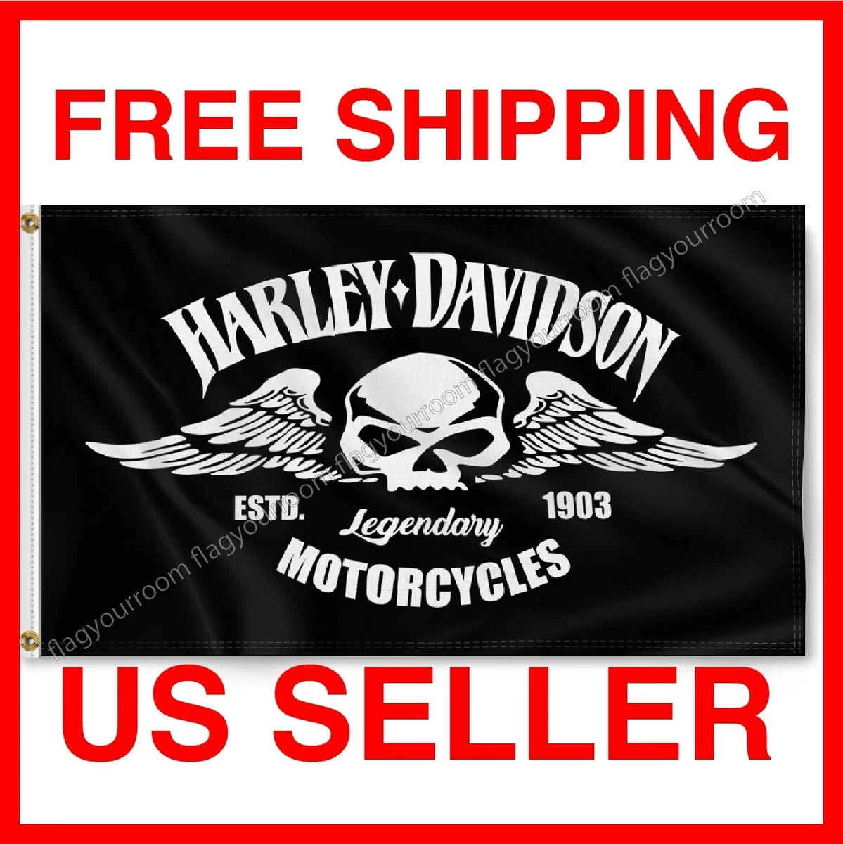 Harley Davidson 3x5 Piedi Bandiera Moto Garage Decorazione Parete