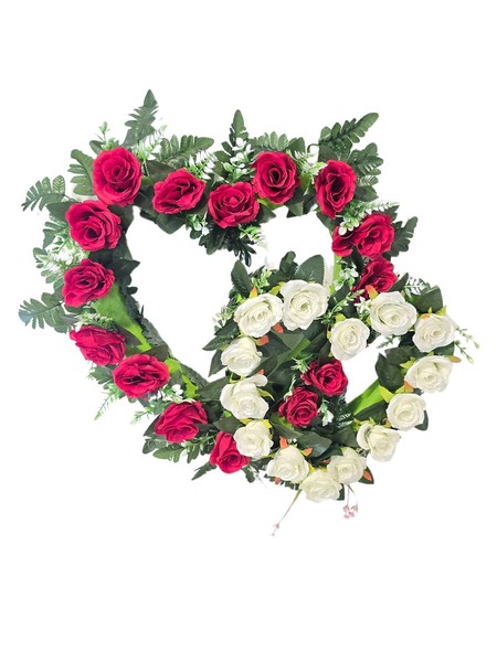 DRW Doppelherz Aus WeißEn Und Roten Rosen, Zentrum FüR KüNstliche Blumen,-image