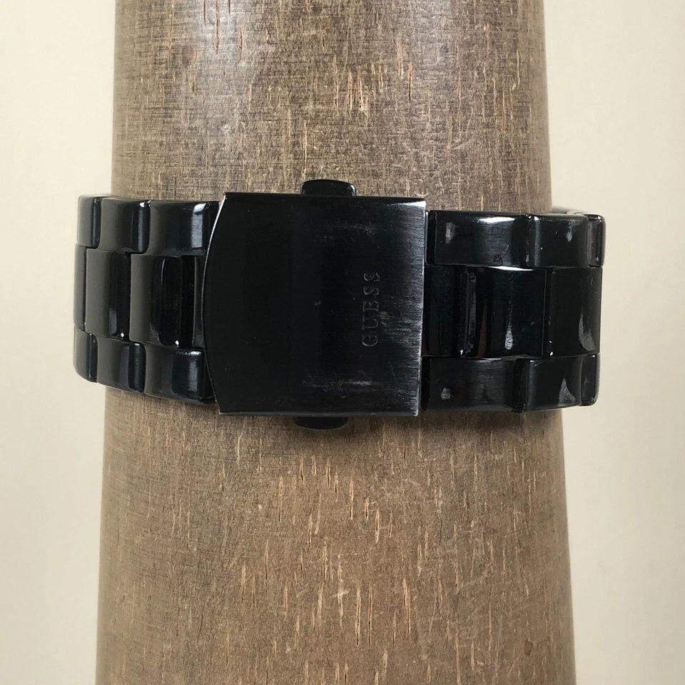 Guess Men U15061G1 Chronograph Black Stainless Steel Quartz 44mm Watch 7 3/4" - Image 4 of 4