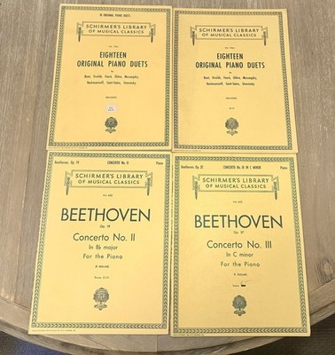 *4 Book Lot* Beethoven Concerto No. 2 & 3 / Eighteen Piano Duets / Schirmer s
