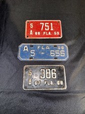 Vintage Florida Motorcycle License Plate 66 67-68 68-69 Low Numbers 751, 656 386