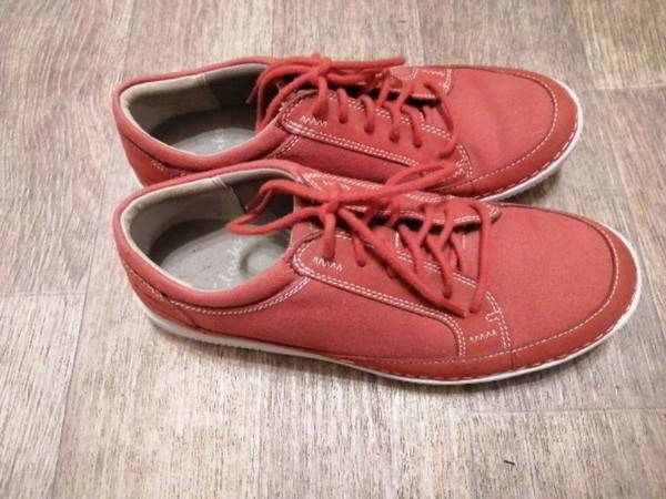 Men Clarks Loafers Red Suede 44