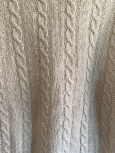 Jantzen Country Squire Sweater Vtg 100% Virgin Wool Cream Cable Turtleneck Sz L - Picture 5 of 7