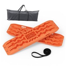 Heavy-Duty Off-Road Traction Boards with Jack Base  Storage Bag - 41" Orange