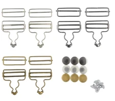 6 Sets 2 inch Suspender Buckle & Tri-Glide Overall Buckles 3 Color With 9 Set...