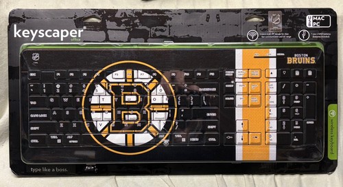RARE Vintage Brand New NHL Boston Bruins Keyscaper Wireless USB Keyboard Hockey - Picture 1 of 5