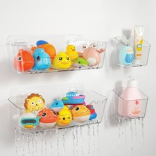 Bath Toy Storage Organizer 2 2 Pack, Clear Holder with Drain Holes for Bathtub/S