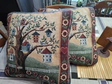 Set of 2 Tapestry Bird House Throw Pillows, 15.5 X 15" Double Sided