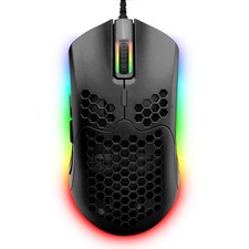 Wired Gaming Mouse 16000 DPI RGB Lighting 69g Lightweight Honeycomb Black